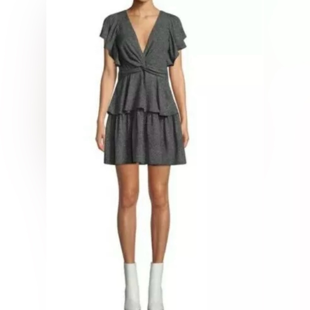 A.L.C. 100% Silk Viera Black & White Deep V-Neck Dress (Size 4)
